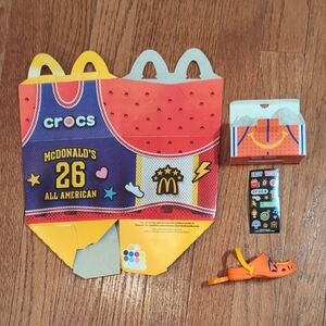 Crocs McDonald's All American Shoe Orange Croc Charm Set with Happy Meal Box New